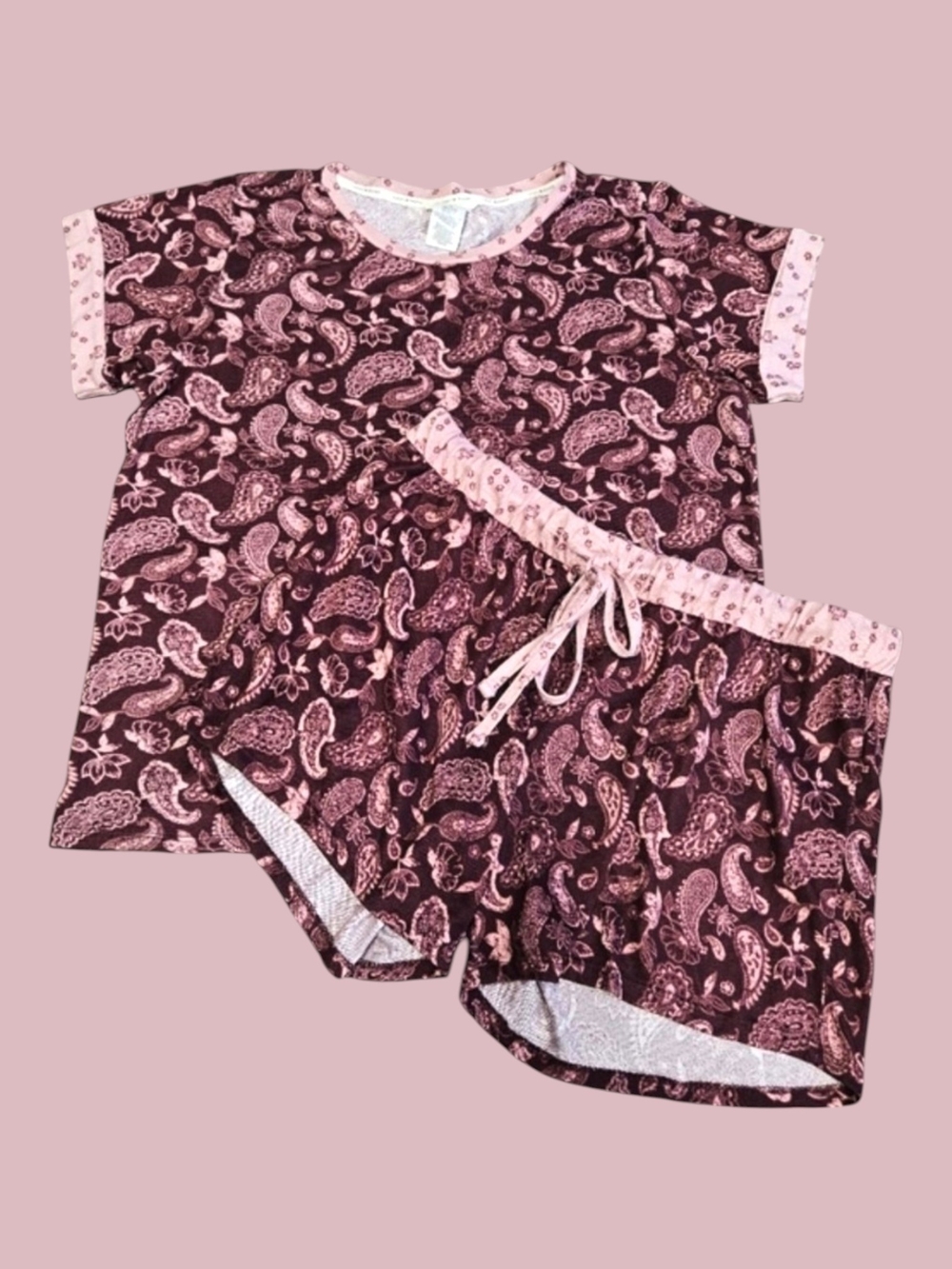 💤 Lucky Brand Women's Paisley PJ Set. Short Sleeve Top And Short Bottoms